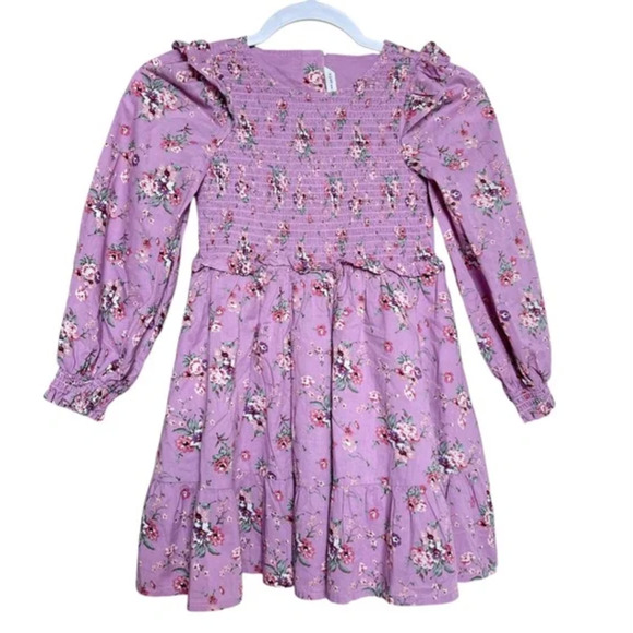 Janie and Jack The Eloise Smocked Dress Lavender Herb Floral size 4 - Picture 2 of 9